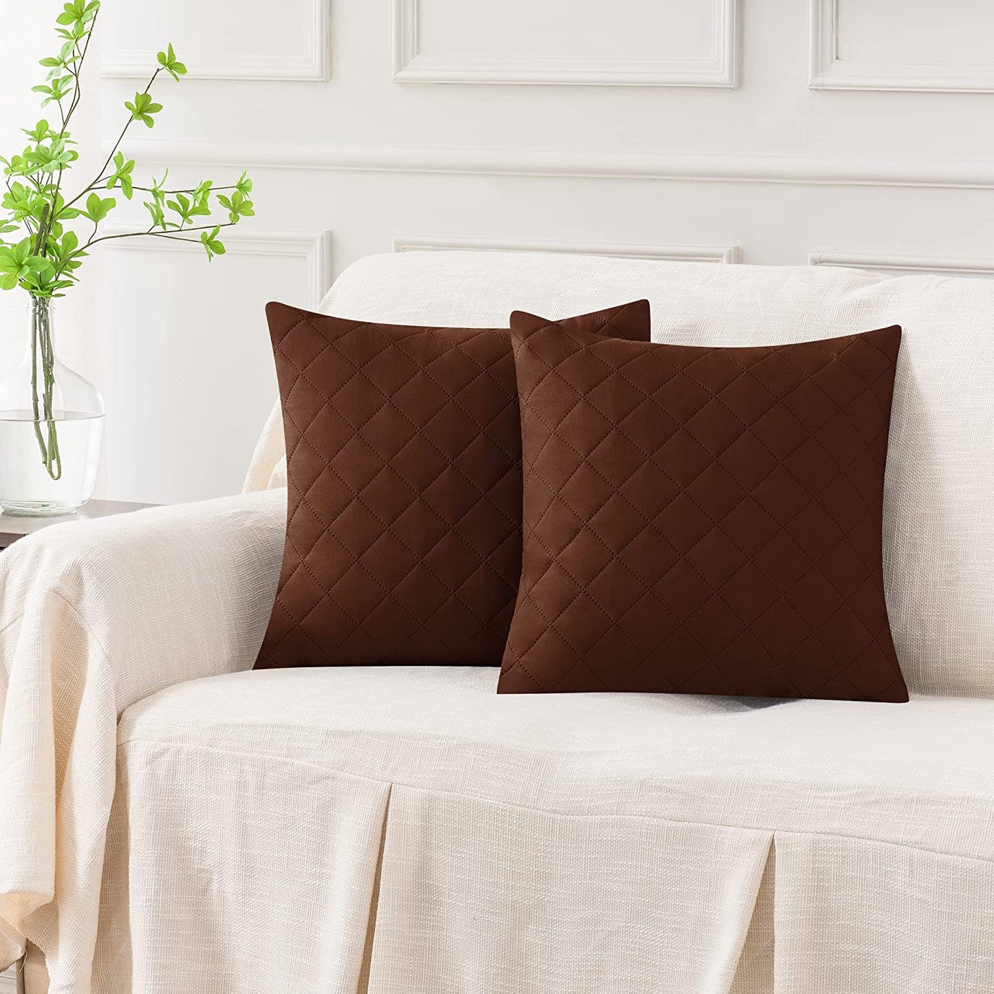 18X18 INCHES QUILTED CUSHION COVER SQUARE PATTERN