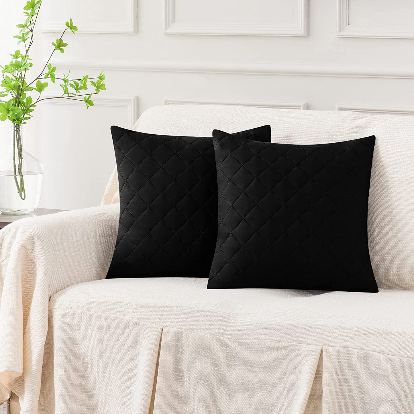 QUILTED CUSHION COVER SQUARE PATTERN 16, 18 and 20 INCHES