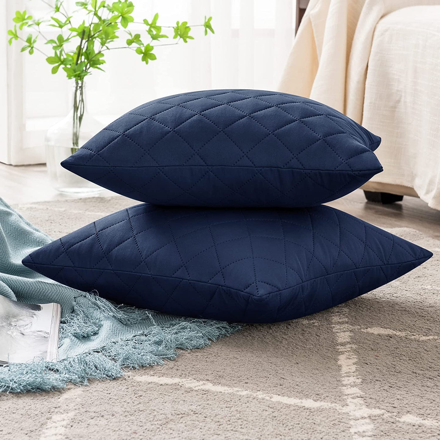 QUILTED CUSHION COVER SQUARE PATTERN 16, 18 and 20 INCHES