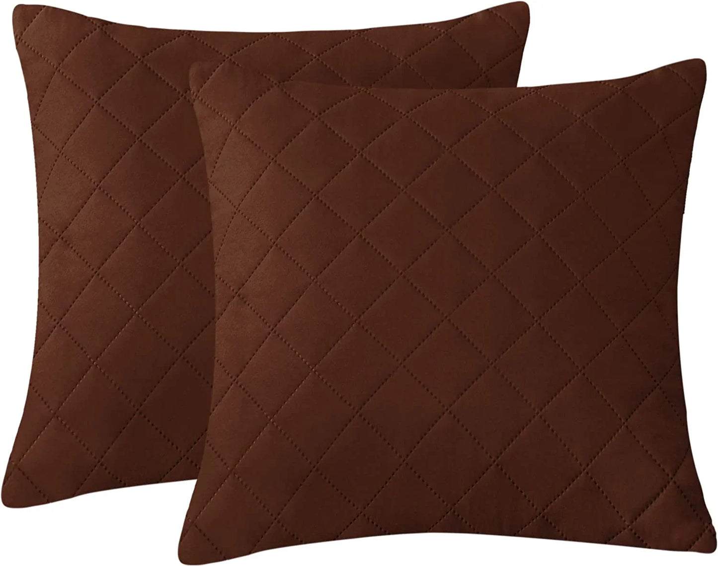 BROWN QUILTED CUSHION COVER SQUARE PATTERN 16, 18 and 20 INCHES