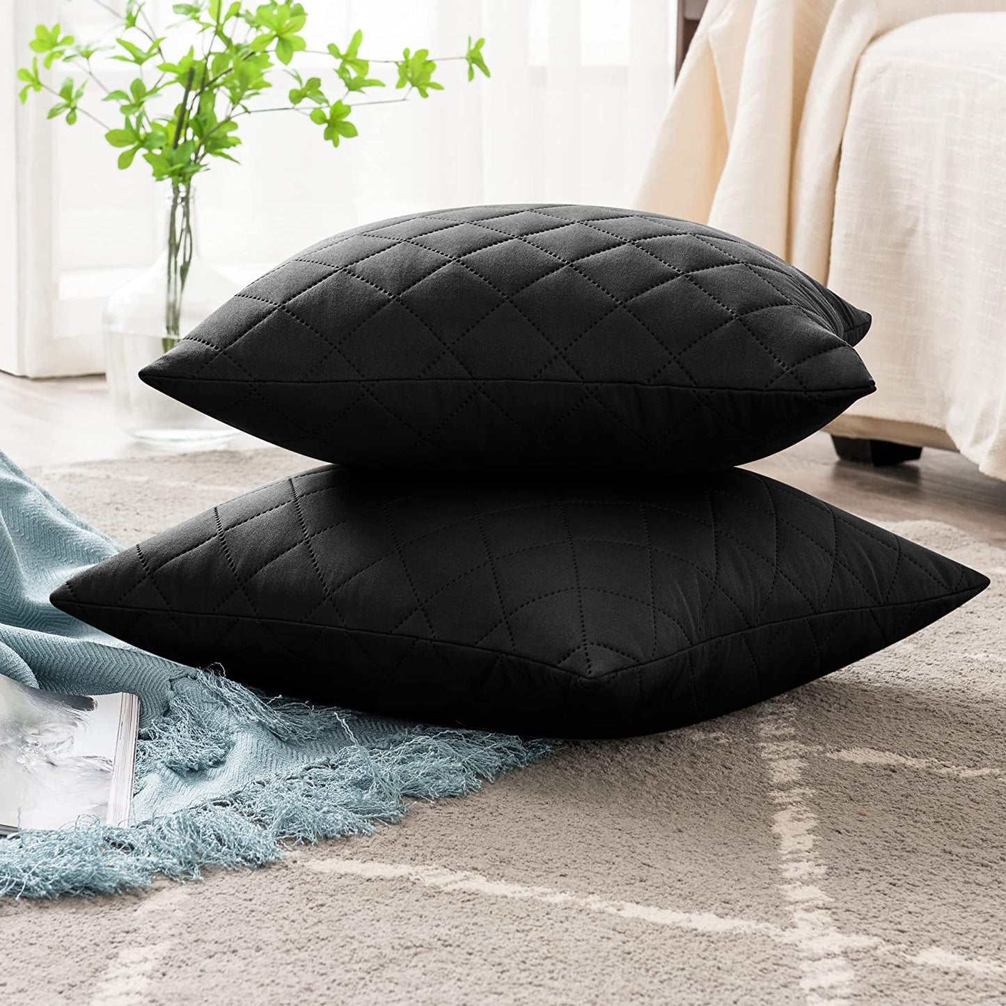 QUILTED CUSHION COVER SQUARE PATTERN 16, 18 and 20 INCHES