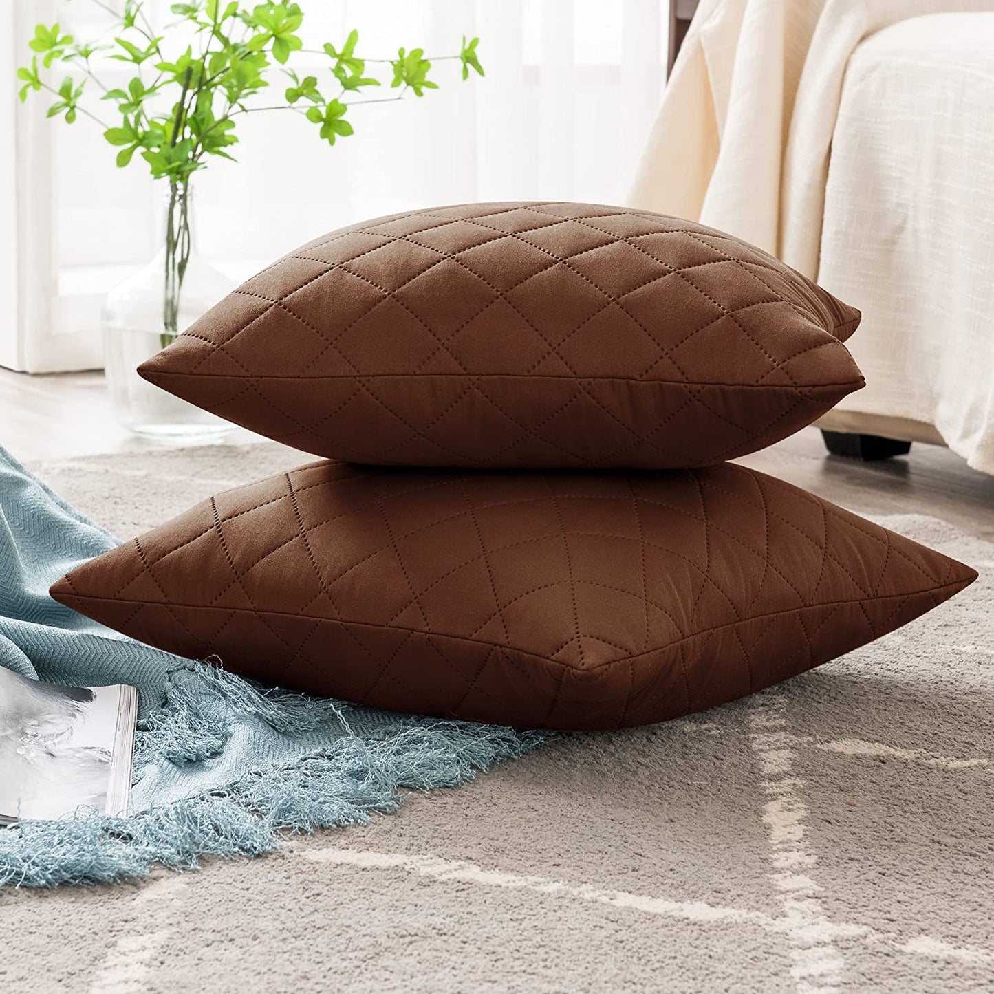 QUILTED CUSHION COVER SQUARE PATTERN 16, 18 and 20 INCHES