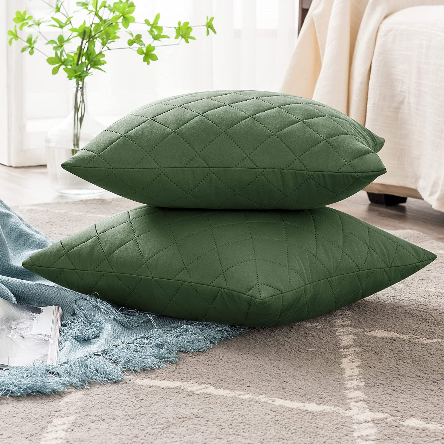 16X16 INCHES QUILTED CUSHION COVER SQUARE PATTERN