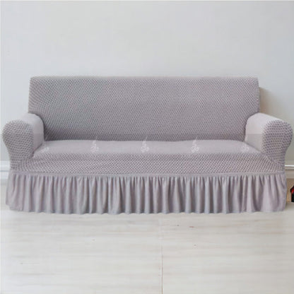 Frill Style Micro Mesh Sofa Cover (Silver Color)