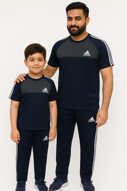 Like Father Navy & Gray Straps Kings wear Summer Tracksuit