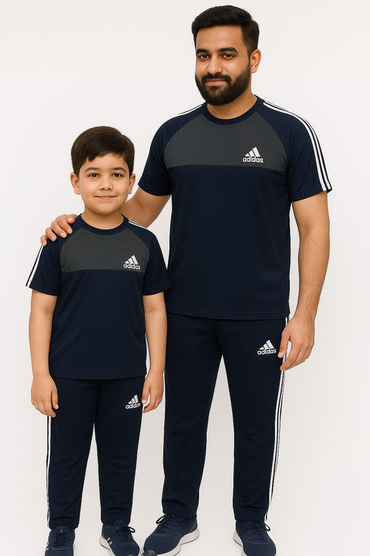 Like Father Navy & Gray Straps Kings wear Summer Tracksuit