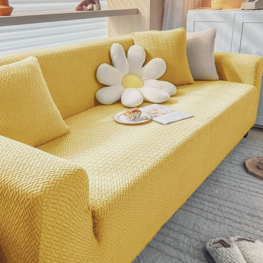 Stripe Jacquard Sofa Cover Skin Golden