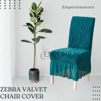 Zebra Valvet Frill Chair Cover ( Zink Color)