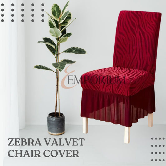 Zebra Valvet Frill Chair Cover (Meroon Color)