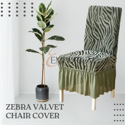 Zebra Valvet Frill Chair Cover (Green Color)
