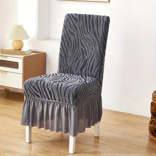 Zebra Velvet Frill Chair Cover ( Grey Color)