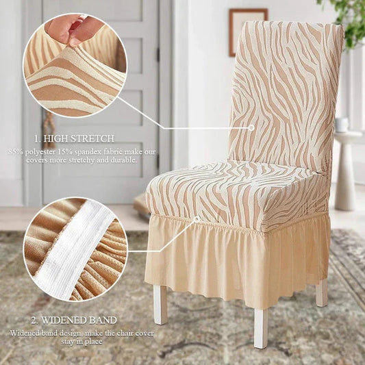 Zebra Valvet Frill Chair Cover (Skin Golden Color)