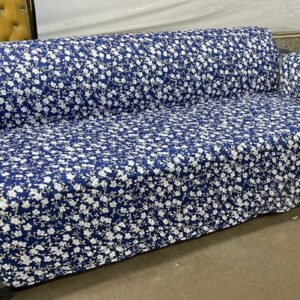 Cotton Quilted Printed Sofa Cover ( Blue Print)